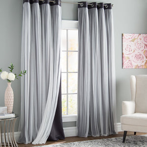 Brockham Solid Blackout Thermal Grommet Curtain Panels- Dark Grey 52" x 84" #9862