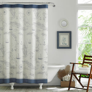 Tommy Bahama Caribbean Sea Single Shower Curtain- Light Blue #9955ha