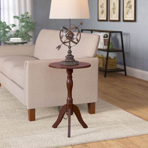 (2) Aged Cherry Pedestal End Tables #9272