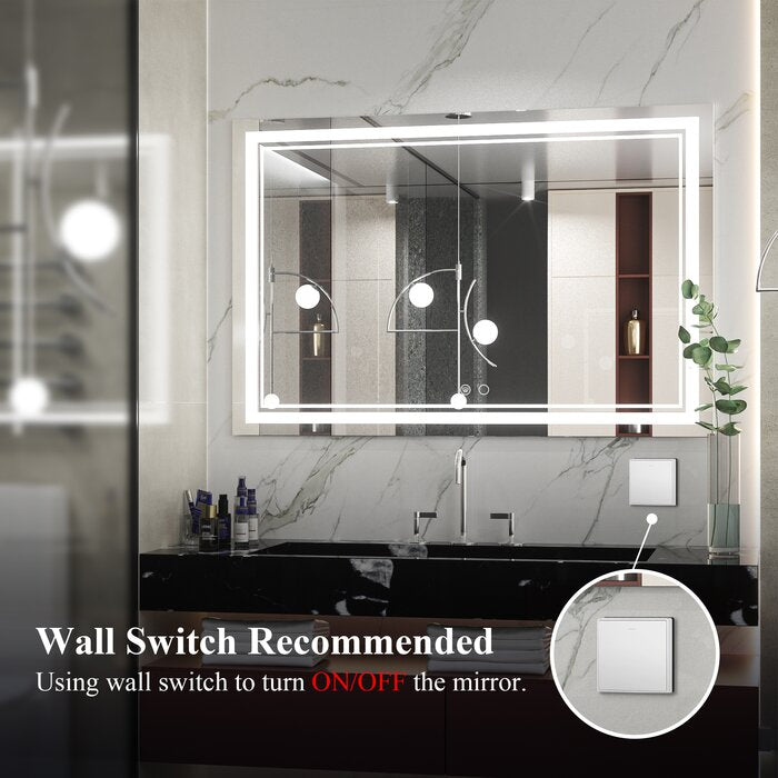 Adorna Frameless LED Lighted Bathroom / Vanity Mirror with Brightness ...