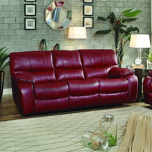 Load image into Gallery viewer, Alejoa 88" Wide Leather Match Pillow Top Arm Reclining Sofa Red 3525RR