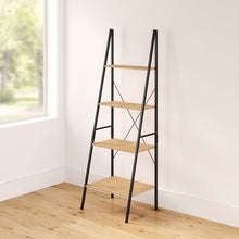 Load image into Gallery viewer, Almanzar 70.87" H x 23.62" W Metal Ladder Bookcase Natural/Black #1983HW