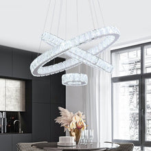 Load image into Gallery viewer, 10.6&#39;&#39; H x 25.1&#39;&#39; W x 25.1&#39;&#39; D Altus 3 Light Unique Geometric LED Chandelier with Crystal Accents
