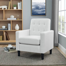 Load image into Gallery viewer, White Autenberg 28.5" W Tufted Faux Leather Armchair ( AP638 )