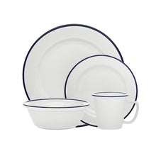 Load image into Gallery viewer, White/Blue Bistro 16 Piece Dinnerware Set, Service For 4 (SB1209)