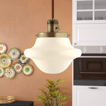 Load image into Gallery viewer, Antique Brass Botkins 1 - Light Single Schoolhouse Pendant 1111CDR