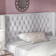 Load image into Gallery viewer, Candice Upholstered Wingback Headboard Queen Gray 3390RR