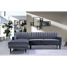 Load image into Gallery viewer, Chi 57.87" Wide Velvet Sofa & Chaise Gray Velvet