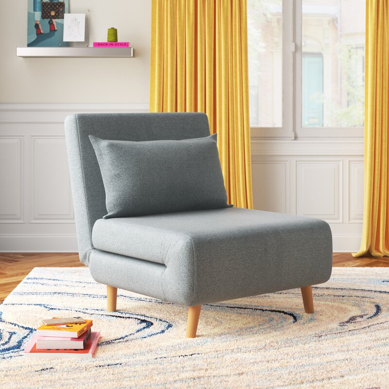 Clarissa 32'' Wide Linen Convertible Chair Salvage & Co Fishers