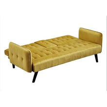 Load image into Gallery viewer, Cricklade Velvet 72" Round Arms Sleeper Sofa Yellow AS IS
