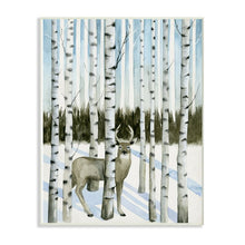 Load image into Gallery viewer, &#39;Deer In Snow and Birch Trees&#39; Watercolor Painting Print 2198CDR/GL
