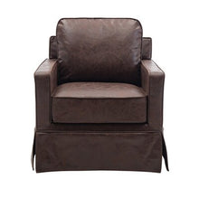 Load image into Gallery viewer, Dees 29.9" W Faux Leather Swivel Club Chair Brown 636CDR