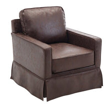 Load image into Gallery viewer, Dees 29.9" W Faux Leather Swivel Club Chair Brown 636CDR