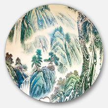 Load image into Gallery viewer, &#39;Blue Chinese Landscape &#39; Floral Disc Metal Wall Art
