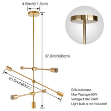 Load image into Gallery viewer, Dycus 6 - Light Sputnik Modern Linear Chandelier #1248HW