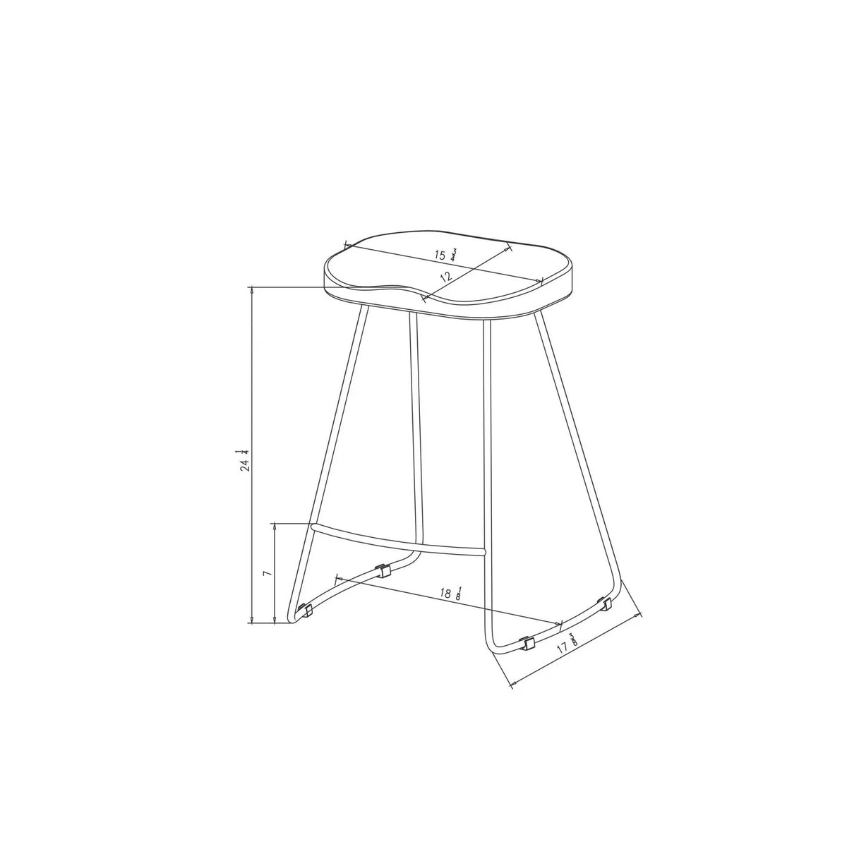 Hull Low Back Wood/Metal Counter Height Barstool Threshold™ MRM1861