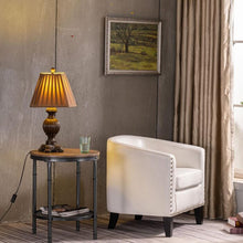 Load image into Gallery viewer, White Gilad 25" W Faux Leather Barrel Chair ( AP637 )