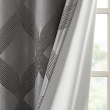 Load image into Gallery viewer, Charcoal Hambrick Ogee Knitted Jacquard Geometric Blackout Thermal Grommet Single Curtain Panel HA9740
