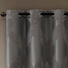 Load image into Gallery viewer, Charcoal Hambrick Ogee Knitted Jacquard Geometric Blackout Thermal Grommet Single Curtain Panel HA9740
