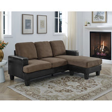 Load image into Gallery viewer, Hovey 72" Faux Leather Right Hand Facing Sofa & Chaise Dark Brown AS IS