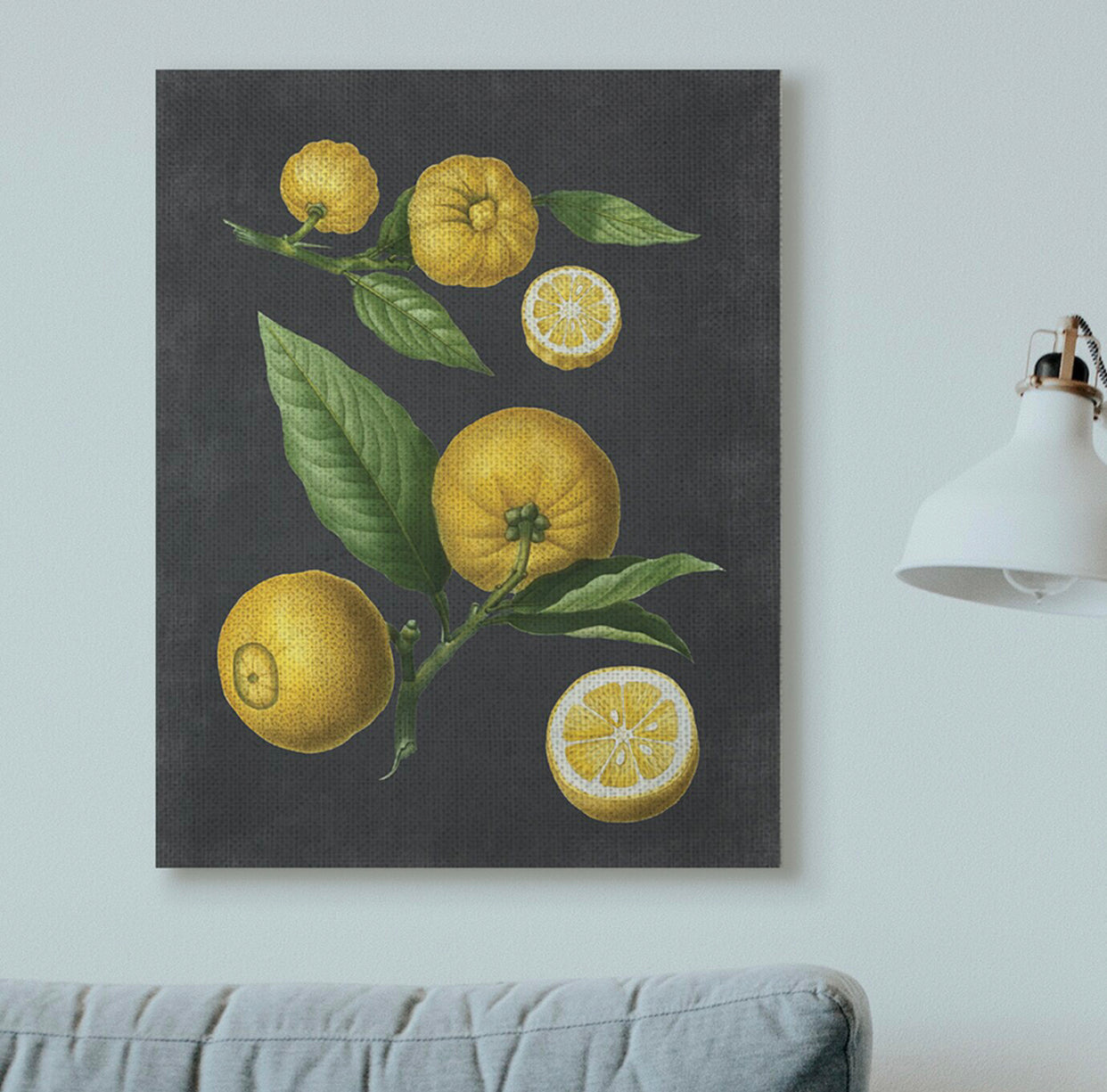 'Botanical Drawing Lemons On Black Design' Graphic Art