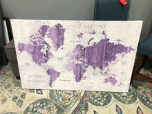 Load image into Gallery viewer, &#39;Old World Map Purple Gray&#39; Graphic Art Print on Wrapped Canvas
