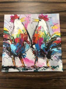 'Let's Talk About Chicken' on Wrapped Canvas