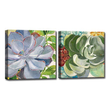 Load image into Gallery viewer, &#39;Brilliant Succulents III/IV&#39; by Norman Wyatt Jr. - 2 Piece Wrapped Canvas Painting Print Set 7393
