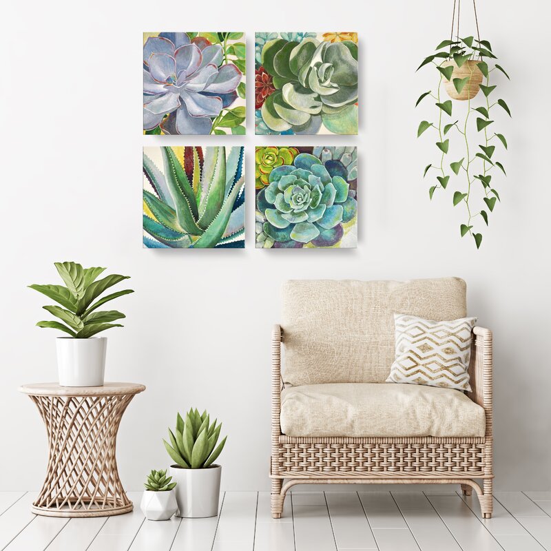 'Brilliant Succulents III/IV' by Norman Wyatt Jr. - 2 Piece Wrapped Canvas Painting Print Set 7393