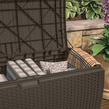 Load image into Gallery viewer, Brown Java Wicker Outdoor 99 Gallon Resin Deck Box 7301