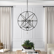 Load image into Gallery viewer, 108.5&quot; H x 22.5&quot; W x 22.5&quot; D Jayden 6 Light Statement Globe Chandelier with Hand Blown Glass Accents
