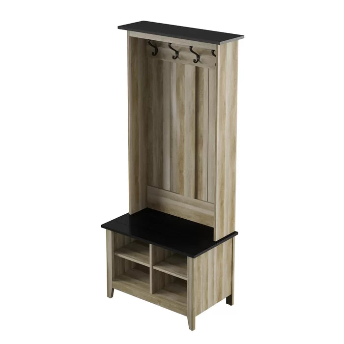 Jaydon 30'' Wide Hall Tree with Bench and Shoe Storage Salvage & Co