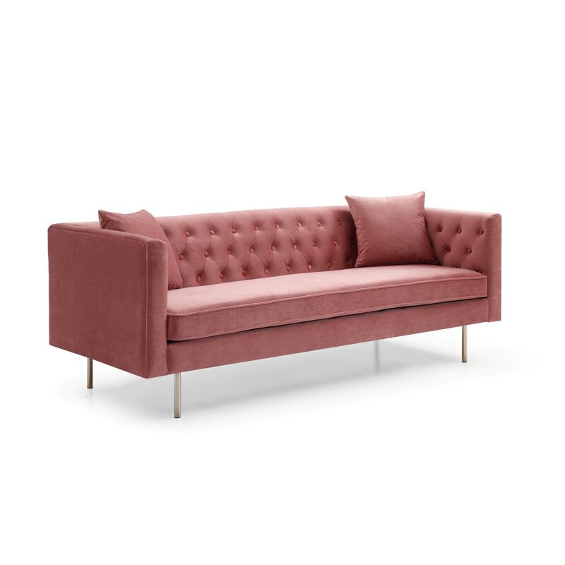 Jenn 79" Velvet Tuxedo Arm Chesterfield Sofa Salvage & Co Fishers