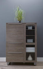 Load image into Gallery viewer, Grey 2-Drawer Dresser with Shelves and Cabinets