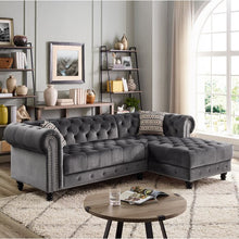 Load image into Gallery viewer, Lora 97" Wide Gray Velvet Right Hand Facing Sofa & Chaise