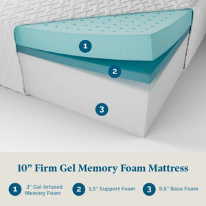 10'' Medium Gel Memory Foam Mattress, Full