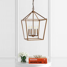 Load image into Gallery viewer, Maggiemae 4 - Light Lantern Geometric Chandelier Antique Gold 497CDR