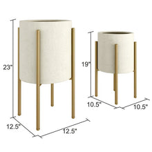 Load image into Gallery viewer, Beige Manhasset 2-Piece Metal Pot Planter Set *AS IS #890HW