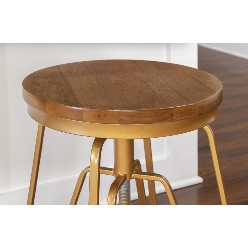 Maureen swivel solid wood sale adjustable height bar stool