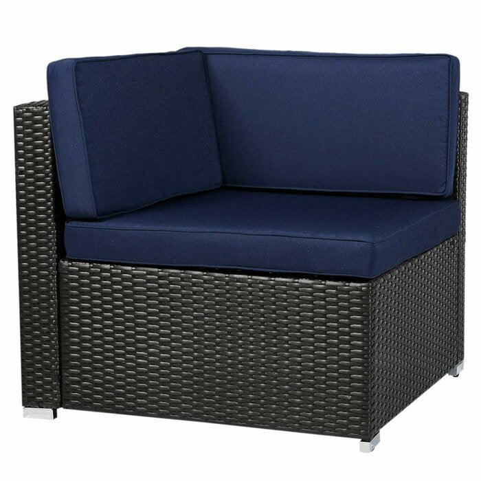 Merton 7 Piece Rattan Sectional Seating Group with Cushions AS IS SB284 2 BOXES