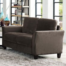 Load image into Gallery viewer, Celestia Microfiber / Microsuede 56.3&quot; Flared Arms Loveseat Coffee 3338RR
