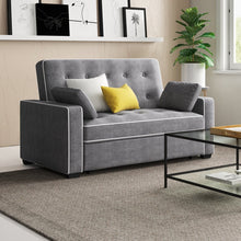 Load image into Gallery viewer, Evan Microfiber/Microsuede 66.5" Square Arm Sleeper Gray AS IS