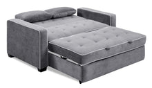 Load image into Gallery viewer, Evan Microfiber/Microsuede 66.5" Square Arm Sleeper Gray AS IS