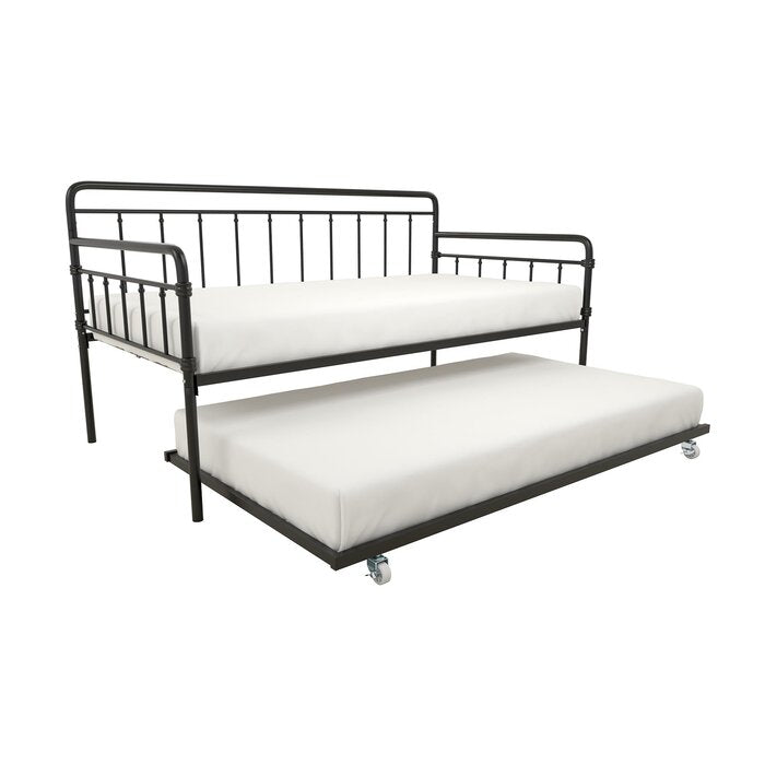 Twin Black Minehead Steel Daybed with Trundle Salvage Co Fishers