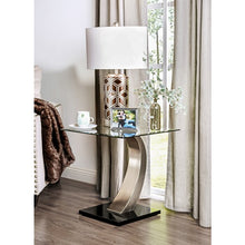 Load image into Gallery viewer, Natalia C End Table Chrome/Black Base/Glass Top ( AP581 )