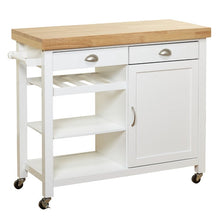 Load image into Gallery viewer, Nathaly Kitchen Cart with Wood Top White #1825HW
