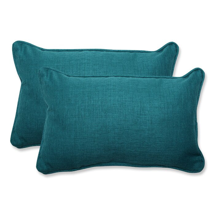 (2) Sunbrella Indoor/Outdoor Throw Pillows in Teal Fabric (Set of Two) #9686