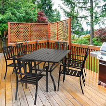Load image into Gallery viewer, *AS-IS* Outdoor Patio Dining Table 60”x38” Rectangular Metal Slatted Table With Umbrella Hole
