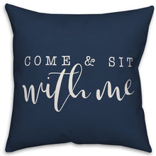 Load image into Gallery viewer, Navy Lucchesi Come and Sit with Me Indoor/Outdoor Throw Pillow MR39
