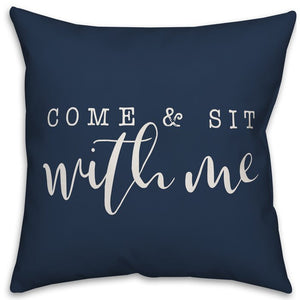 Navy Lucchesi Come and Sit with Me Indoor/Outdoor Throw Pillow MR39